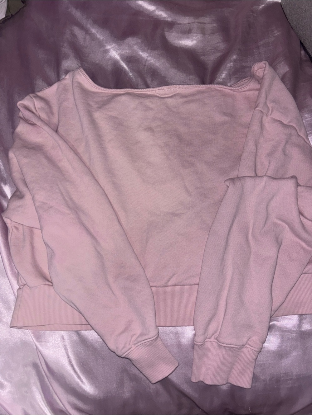Garage Light Pink Off-Shoulder Sweatshirt